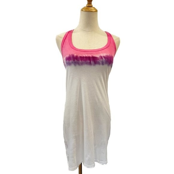 39 Sixtyone @ Velvet Pink White Long Tank Tie Dye Cover-Up Small - Picture 2 of 6